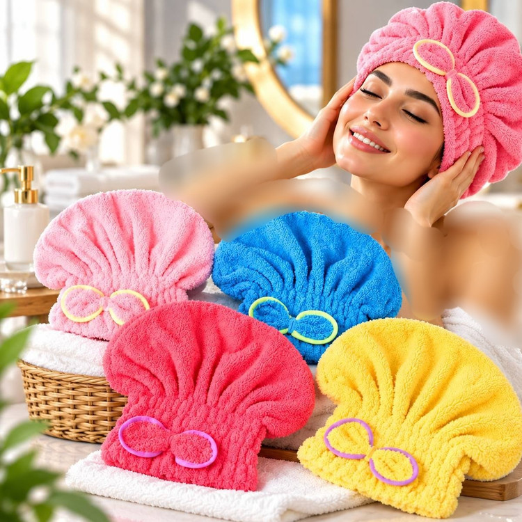 حوله حمام پاپیون دار حوله سر هندی درجه یک میکروفایبر در آوند کالا(کلاه حمام)