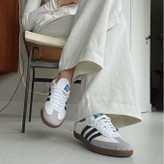 کفش کتونی آدیداس سفید قهوه ای سامبا زنانه دخترانه مردانه