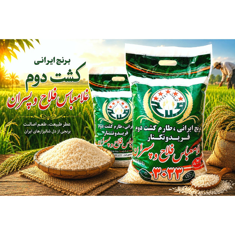 برنج طارم محلی کشت دوم غلام عباس فلاح وپسران با ارسال رایگان (10کیلوگرم)