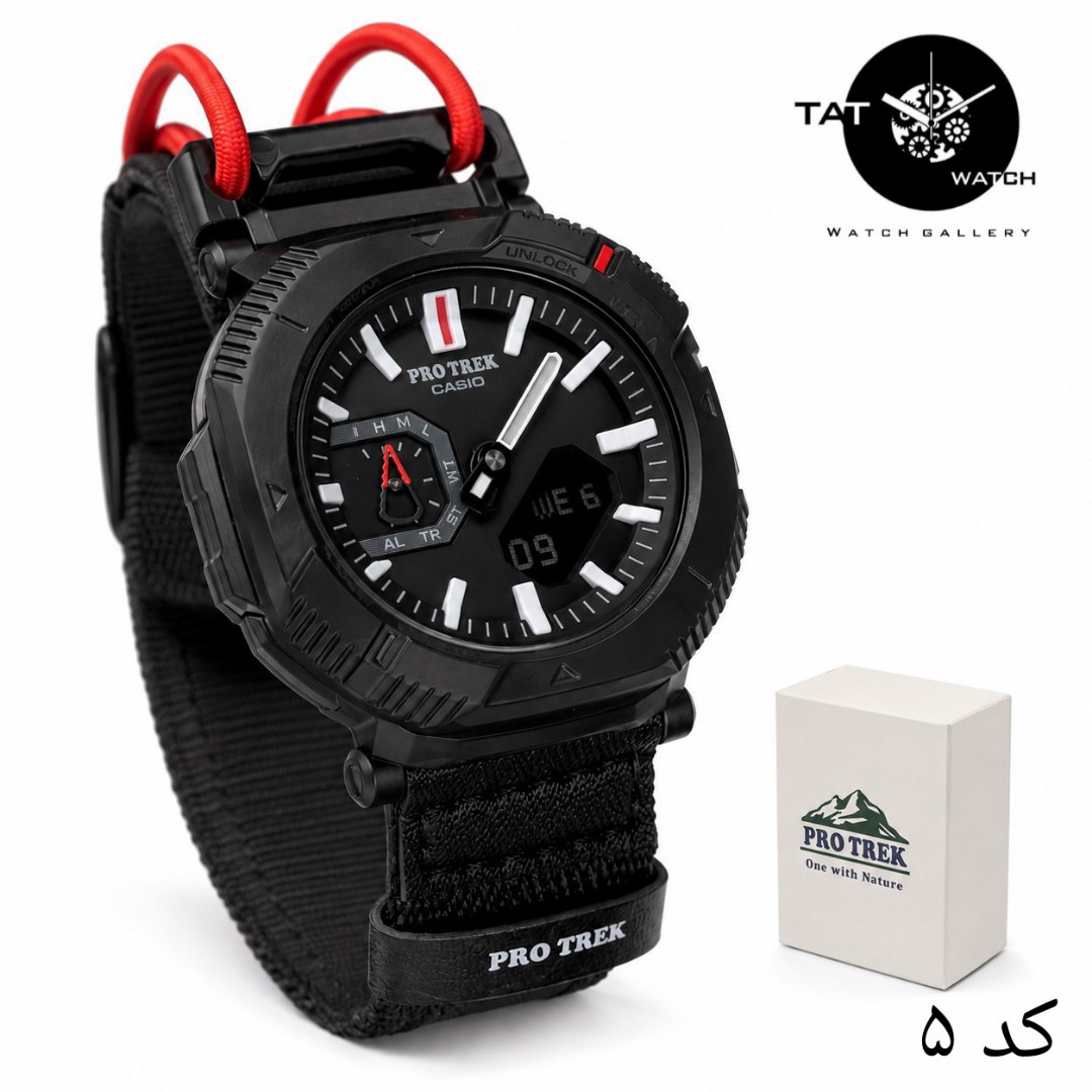 ساعت مردانه کاسیو پروترک PRJB001 با جعبه پروترک برزنتی کشی موتور ژاپن فول آپشن ساعت مچی کوهنوردی کمپینگ Casio Protrek