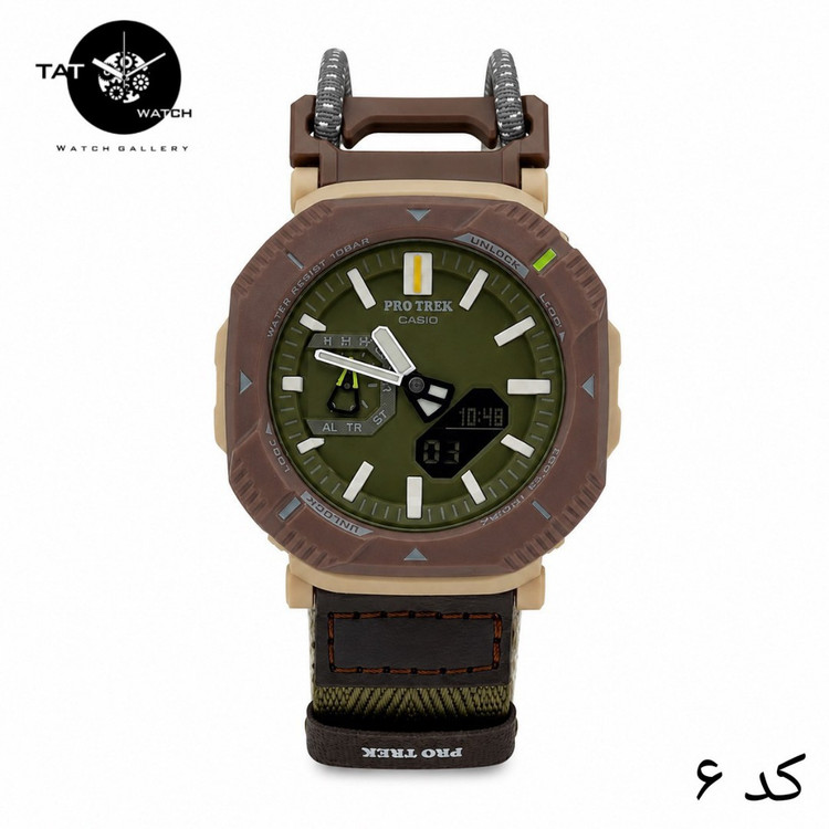 ساعت مردانه کاسیو پروترک PRJB001 با جعبه پروترک برزنتی کشی موتور ژاپن فول آپشن ساعت مچی کوهنوردی کمپینگ Casio Protrek