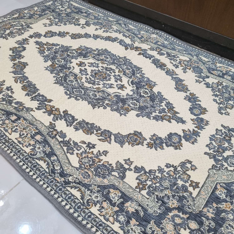 پادری مخمل دورو ( 2رو ) رنگ طوسی ضخیم طرح حلقه سایز 100 در 70