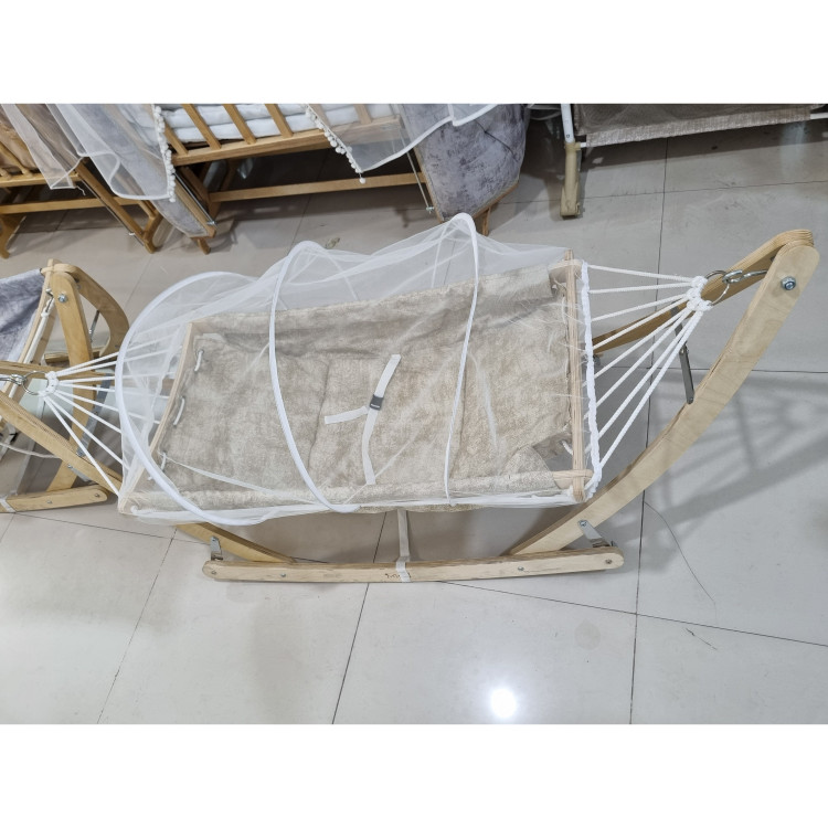 گهواره بانوچ ننویی ستنی با تشک عمیق، بالشت، تور( پسکرایه)