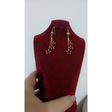 گوشواره زنانه آویز سه لاین طرح ستاره طرح طلا استیل، رنگ ثابت