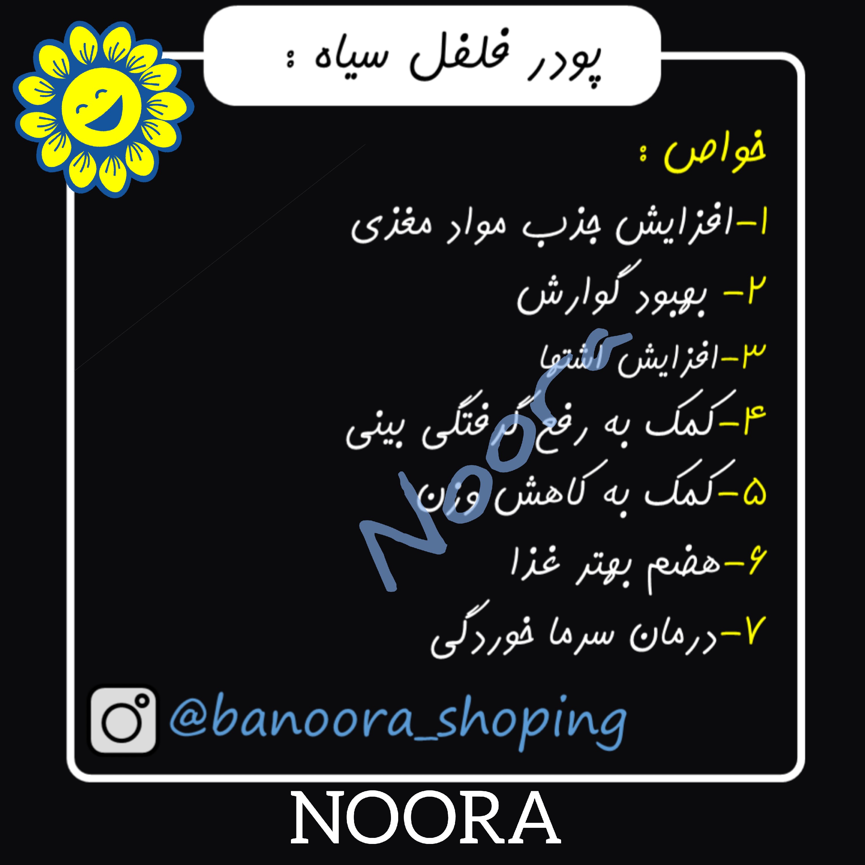 فلفل سیاه پودر شده خالص نورا فود 100 گرمی