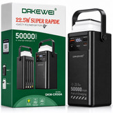 پاوربانک 50000 میلی آمپری DAKEWEI شارژ سریع 22.5 وات همراه کابلهای داخلی و نمایشگر دیجیتال