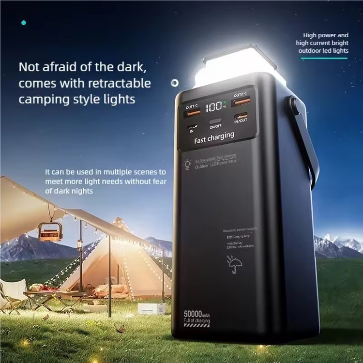پاوربانک 50000 میلی آمپری DAKEWEI شارژ سریع 22.5 وات همراه کابلهای داخلی و نمایشگر دیجیتال