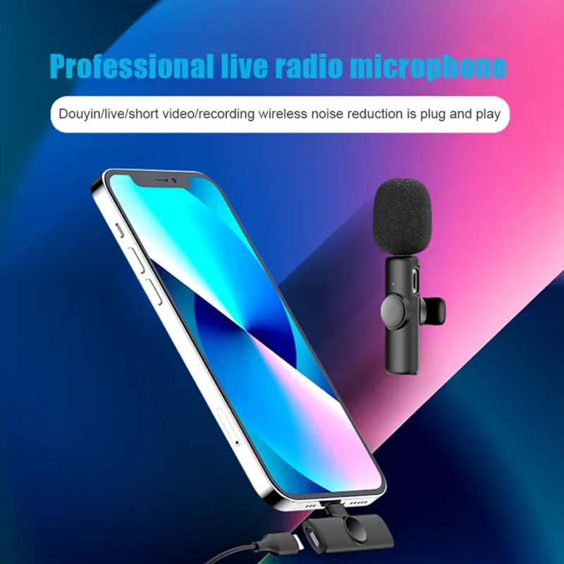 میکروفون یقه ای بیسیم مدل type-c wireless microphone (مناسب تولید محتوا ، بلاگری و ...)
